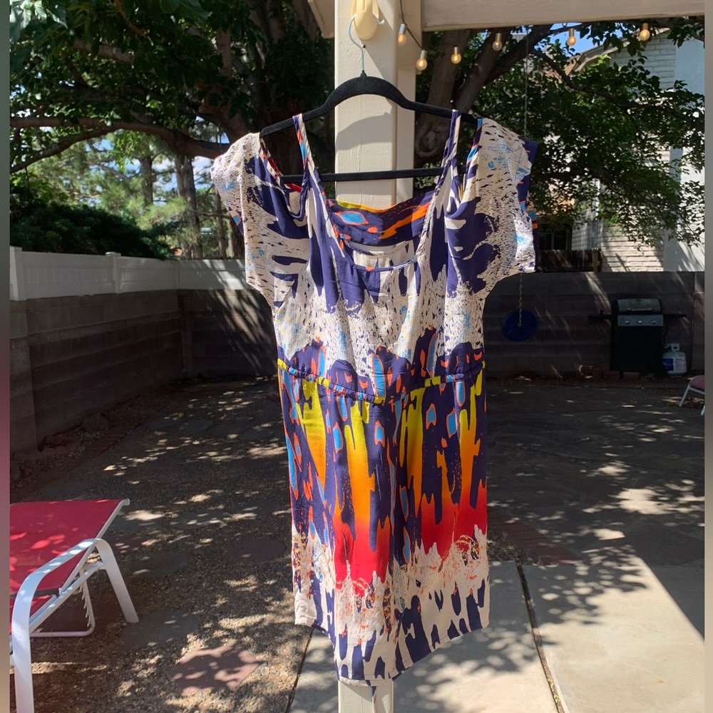Jack&Ginger 100% silk dress cold shoulder size XS